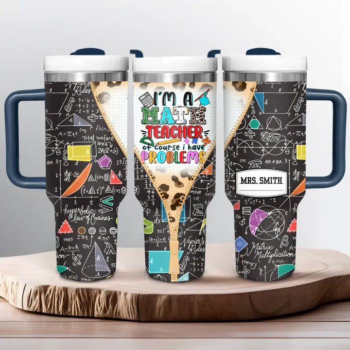 Problem Solver’s Tumbler - Personalized Tumbler With Handle - Gift for Math Teacher