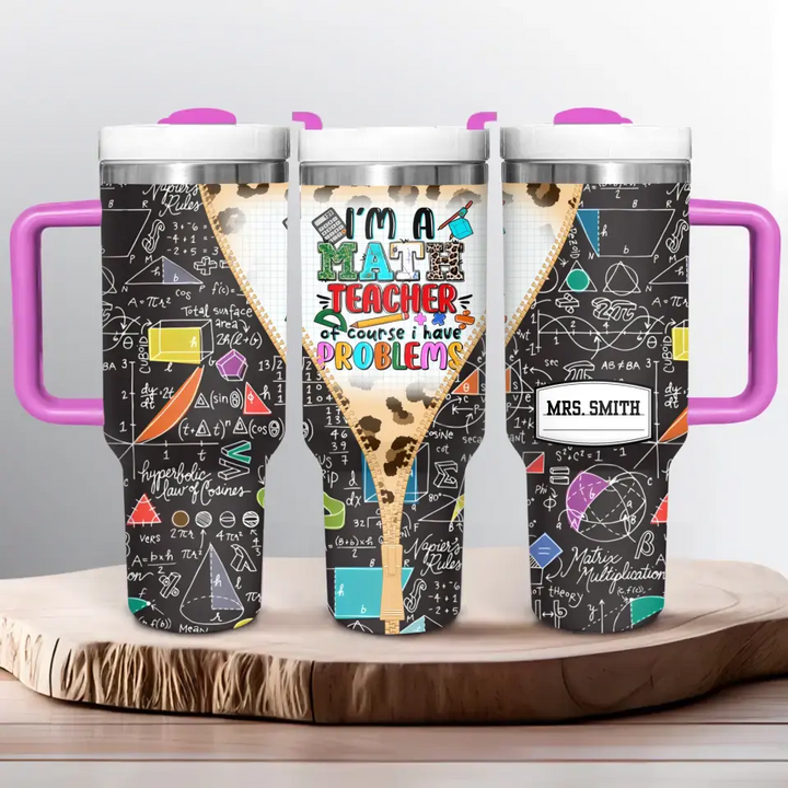 Problem Solver’s Tumbler - Personalized Tumbler With Handle - Gift for Math Teacher