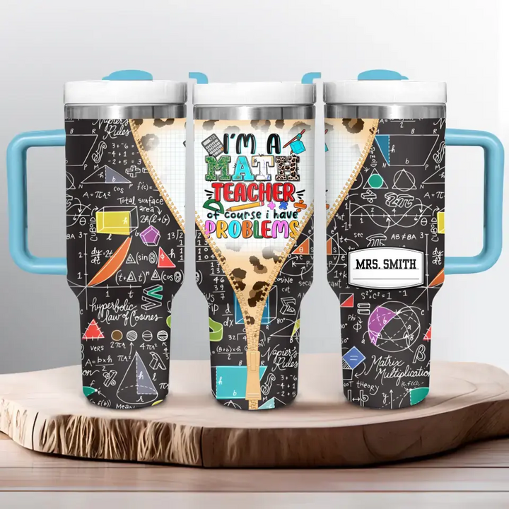 Problem Solver’s Tumbler - Personalized Tumbler With Handle - Gift for Math Teacher