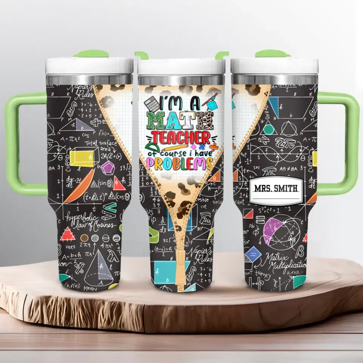 Problem Solver’s Tumbler - Personalized Tumbler With Handle - Gift for Math Teacher