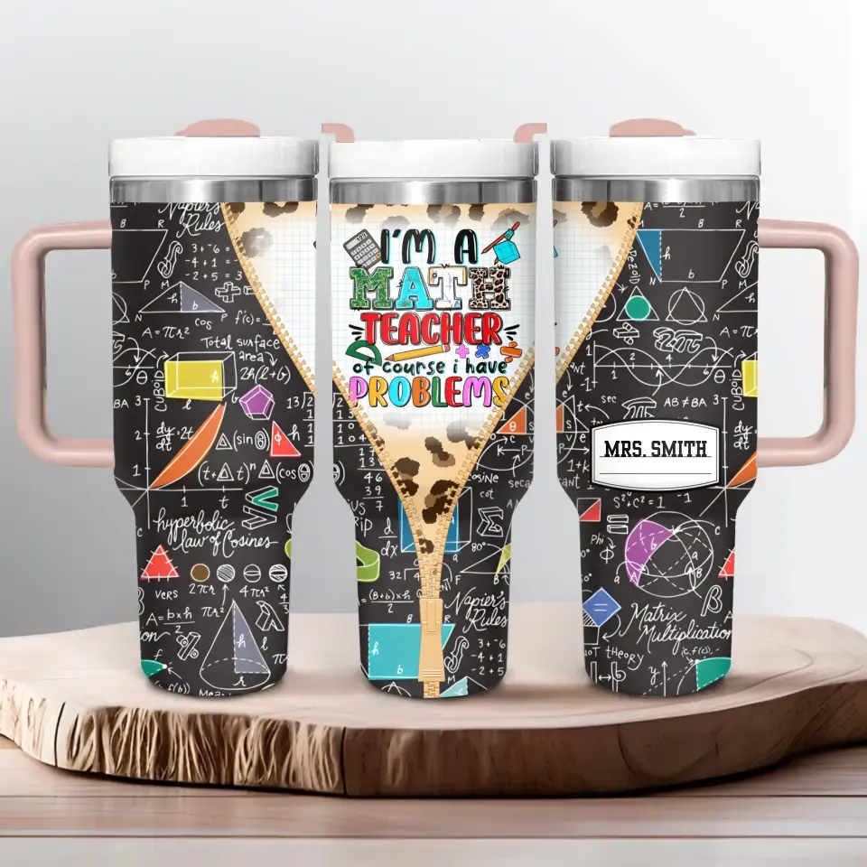 Problem Solver’s Tumbler - Personalized Tumbler With Handle - Gift for Math Teacher