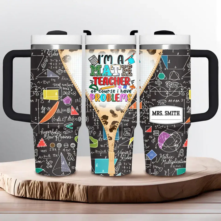 Problem Solver’s Tumbler - Personalized Tumbler With Handle - Gift for Math Teacher