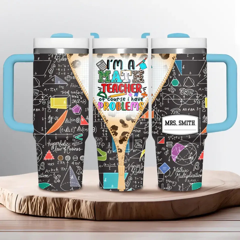 Problem Solver’s Tumbler - Personalized Tumbler With Handle - Gift for Math Teacher