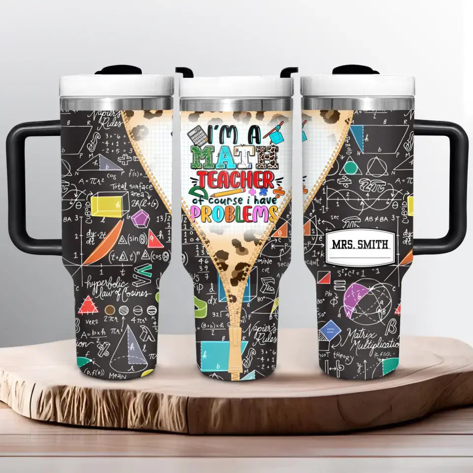Problem Solver’s Tumbler - Personalized Tumbler With Handle - Gift for Math Teacher