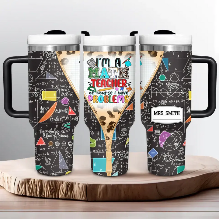 Problem Solver’s Tumbler - Personalized Tumbler With Handle - Gift for Math Teacher
