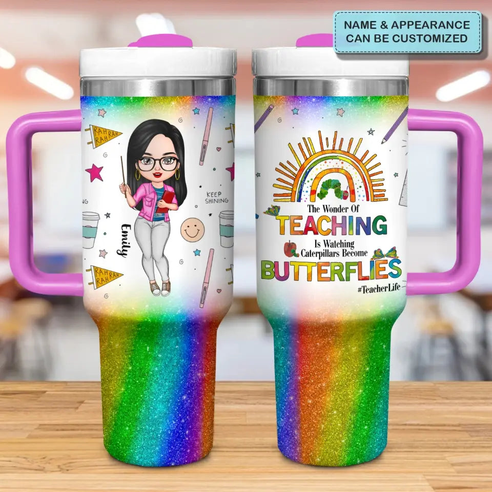Teacher Life - Personalized Custom Tumbler With Handle - Appreciation Gift For Teacher NCU0DK036