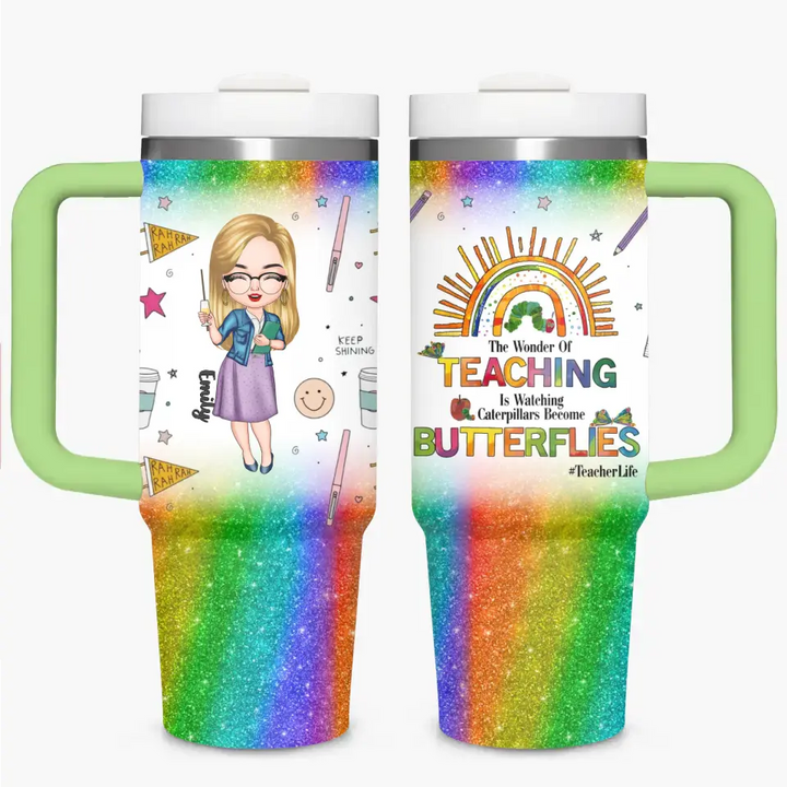 Teacher Life - Personalized Custom Tumbler With Handle - Appreciation Gift For Teacher NCU0DK036