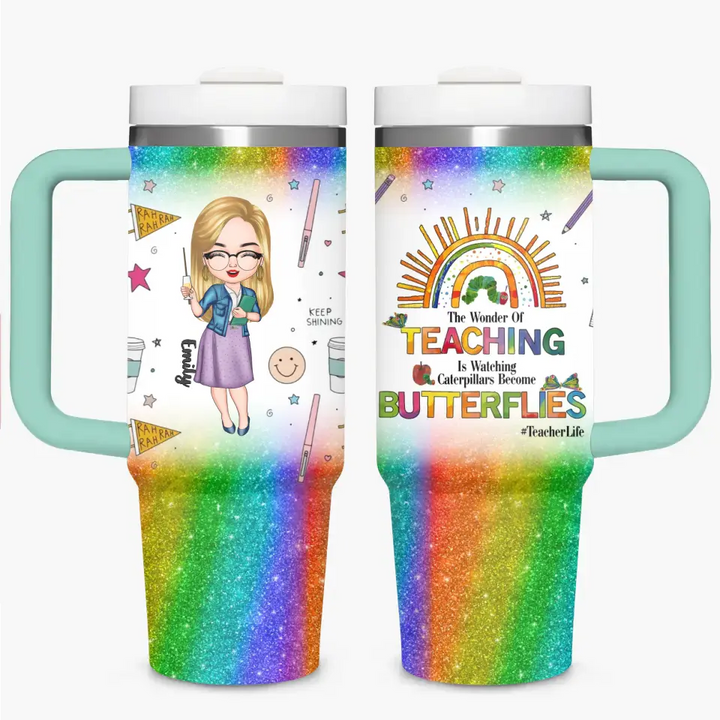Teacher Life - Personalized Custom Tumbler With Handle - Appreciation Gift For Teacher NCU0DK036
