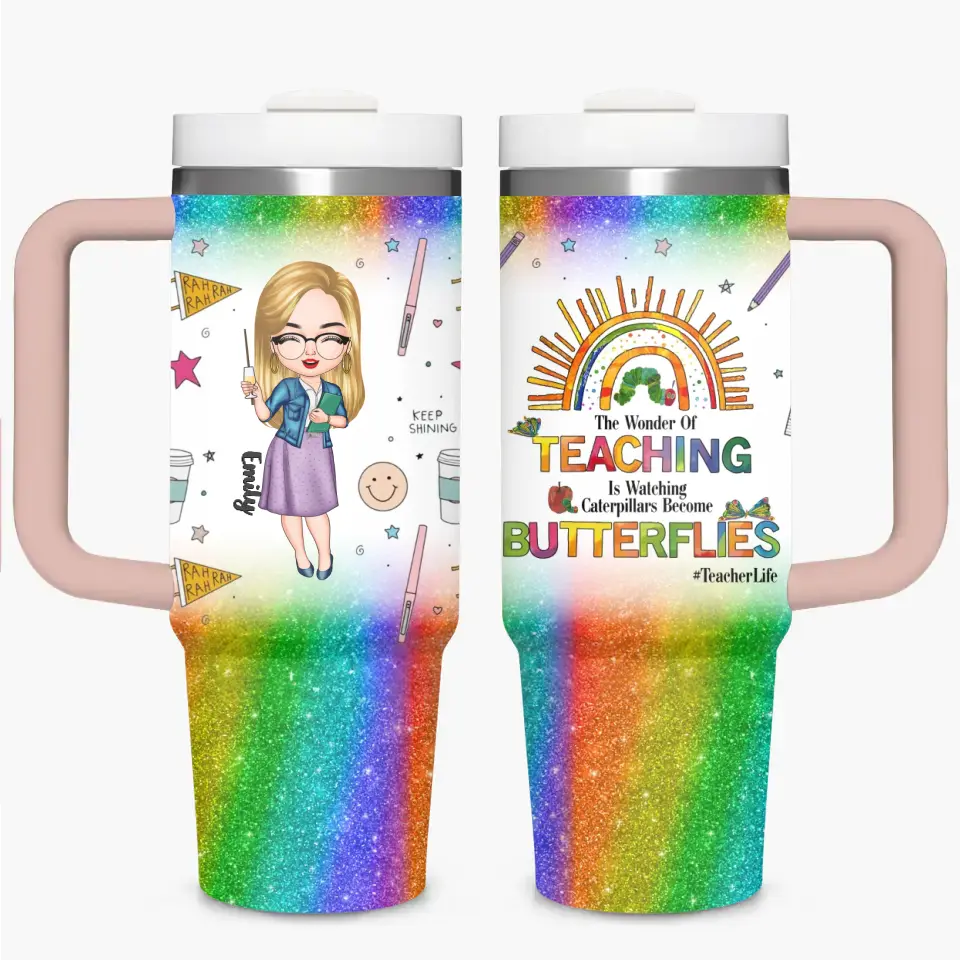 Teacher Life - Personalized Custom Tumbler With Handle - Appreciation Gift For Teacher NCU0DK036