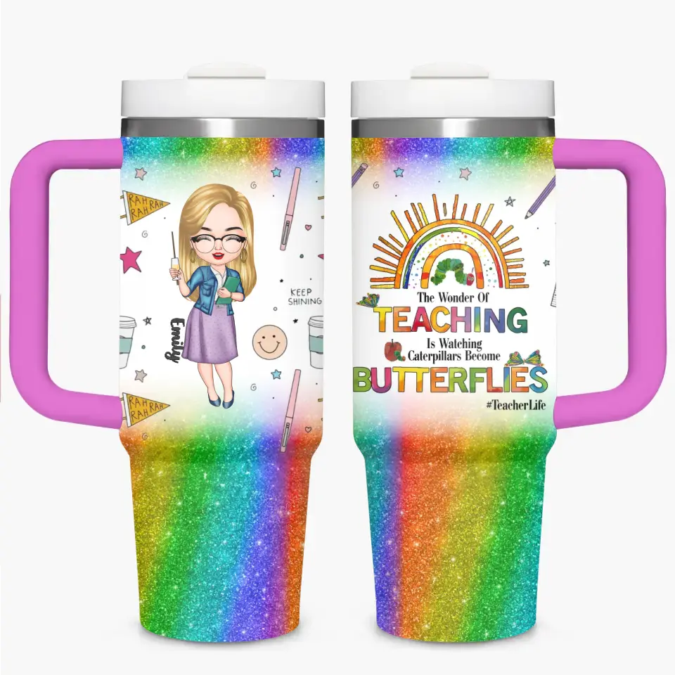 Teacher Life - Personalized Custom Tumbler With Handle - Appreciation Gift For Teacher NCU0DK036