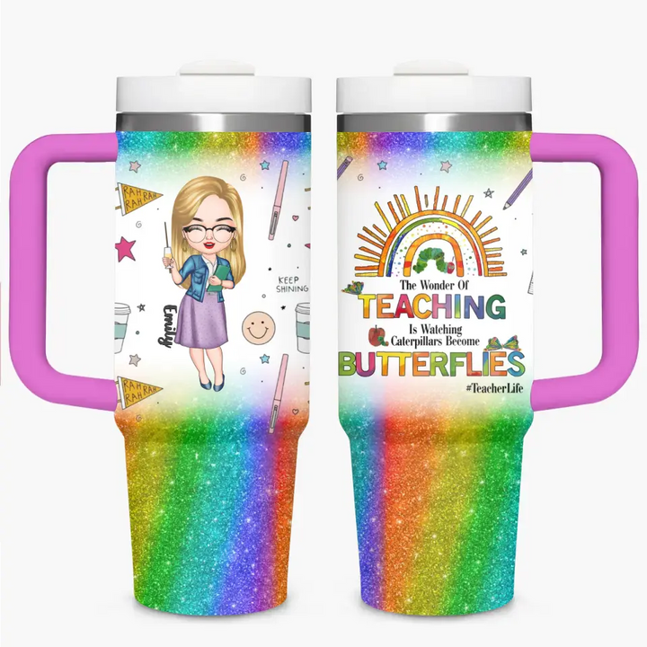 Teacher Life - Personalized Custom Tumbler With Handle - Appreciation Gift For Teacher NCU0DK036