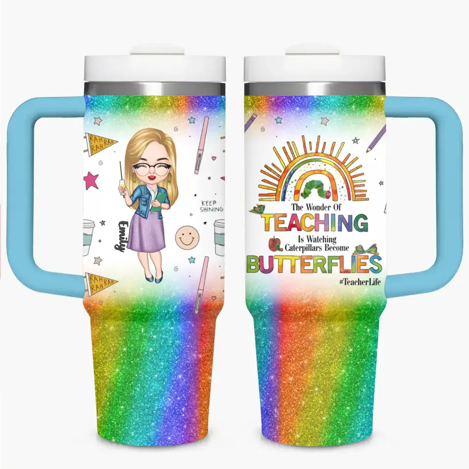 Teacher Life - Personalized Custom Tumbler With Handle - Appreciation Gift For Teacher NCU0DK036