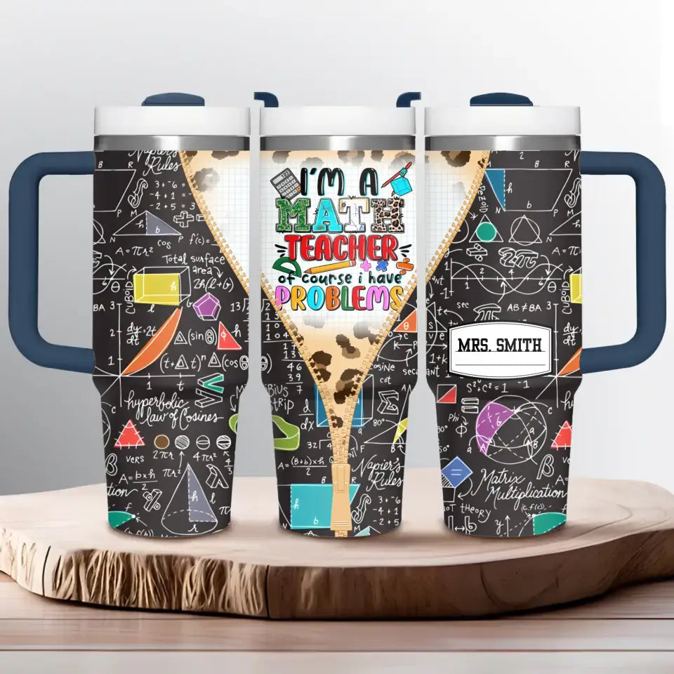 Problem Solver’s Tumbler - Personalized Tumbler With Handle - Gift for Math Teacher