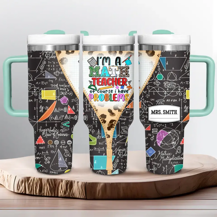 Problem Solver’s Tumbler - Personalized Tumbler With Handle - Gift for Math Teacher