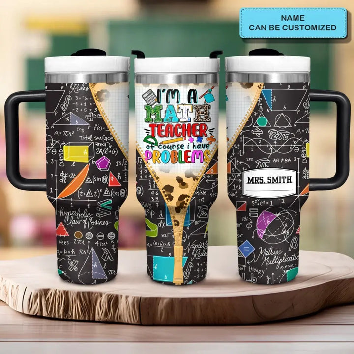 Problem Solver’s Tumbler - Personalized Tumbler With Handle - Gift for Math Teacher
