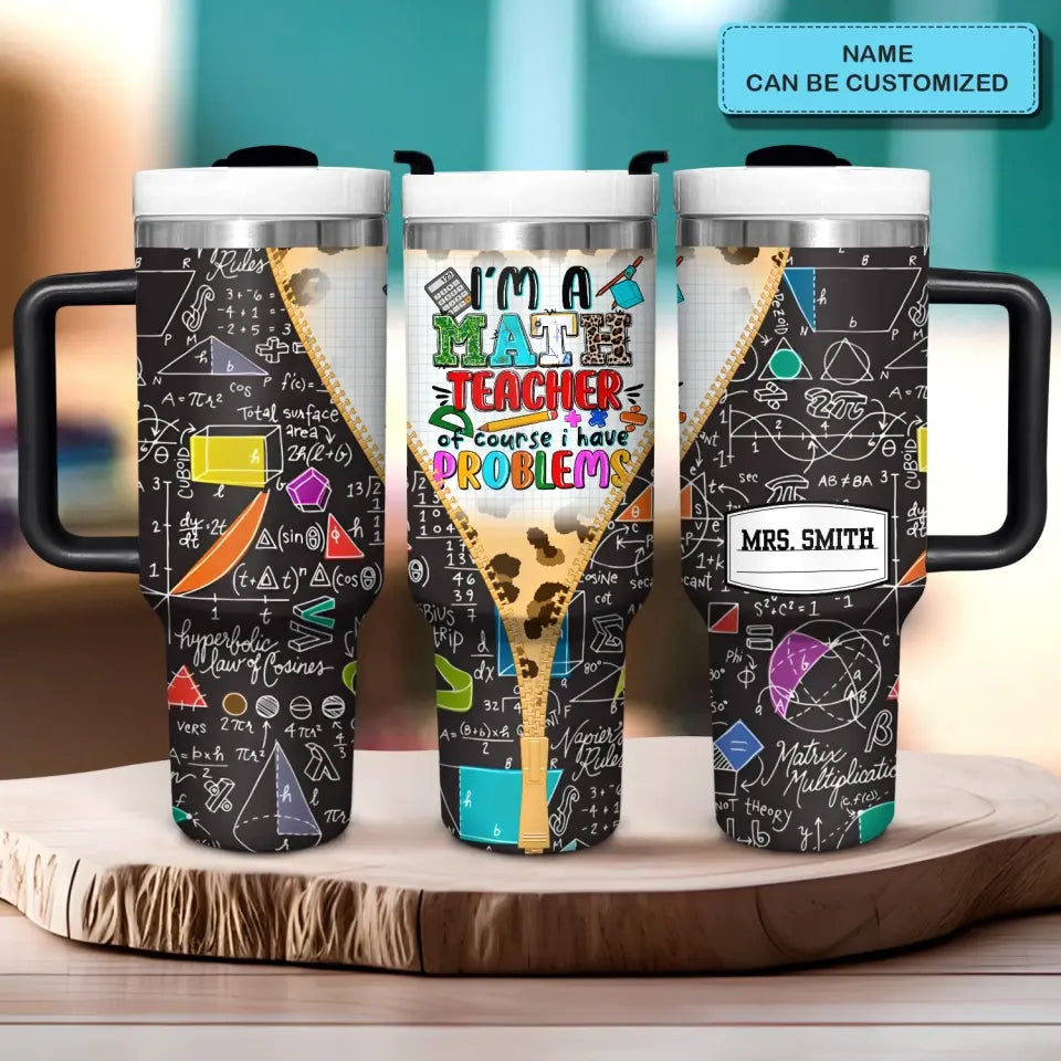 Problem Solver’s Tumbler - Personalized Tumbler With Handle - Gift for Math Teacher
