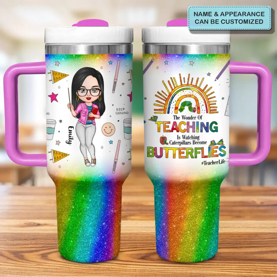 Teacher Life - Personalized Custom Tumbler With Handle - Appreciation Gift For Teacher NCU0DK036