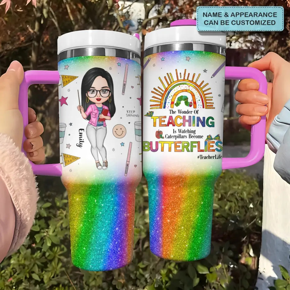 Teacher Life - Personalized Custom Tumbler With Handle - Appreciation Gift For Teacher NCU0DK036