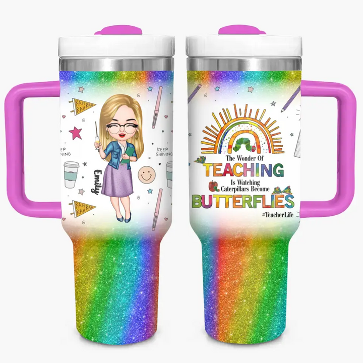 Teacher Life - Personalized Custom Tumbler With Handle - Appreciation Gift For Teacher NCU0DK036