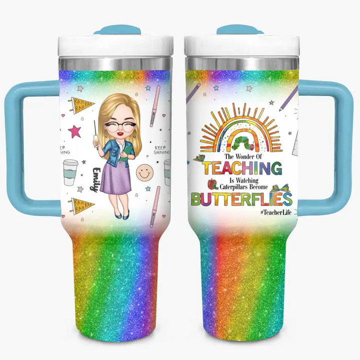Teacher Life - Personalized Custom Tumbler With Handle - Appreciation Gift For Teacher NCU0DK036