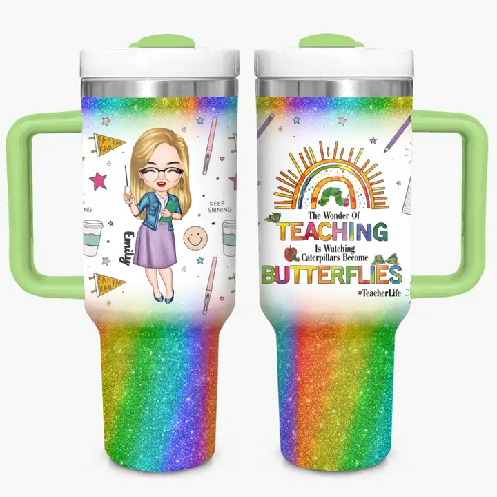 Teacher Life - Personalized Custom Tumbler With Handle - Appreciation Gift For Teacher NCU0DK036