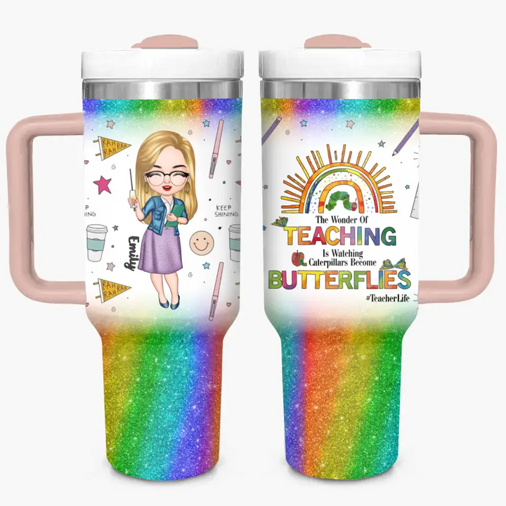 Teacher Life - Personalized Custom Tumbler With Handle - Appreciation Gift For Teacher NCU0DK036