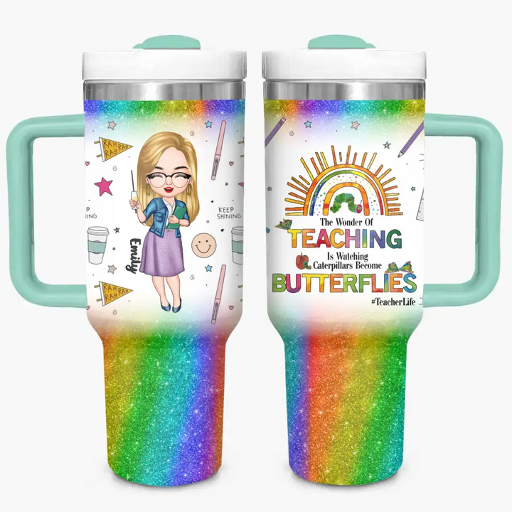 Teacher Life - Personalized Custom Tumbler With Handle - Appreciation Gift For Teacher NCU0DK036