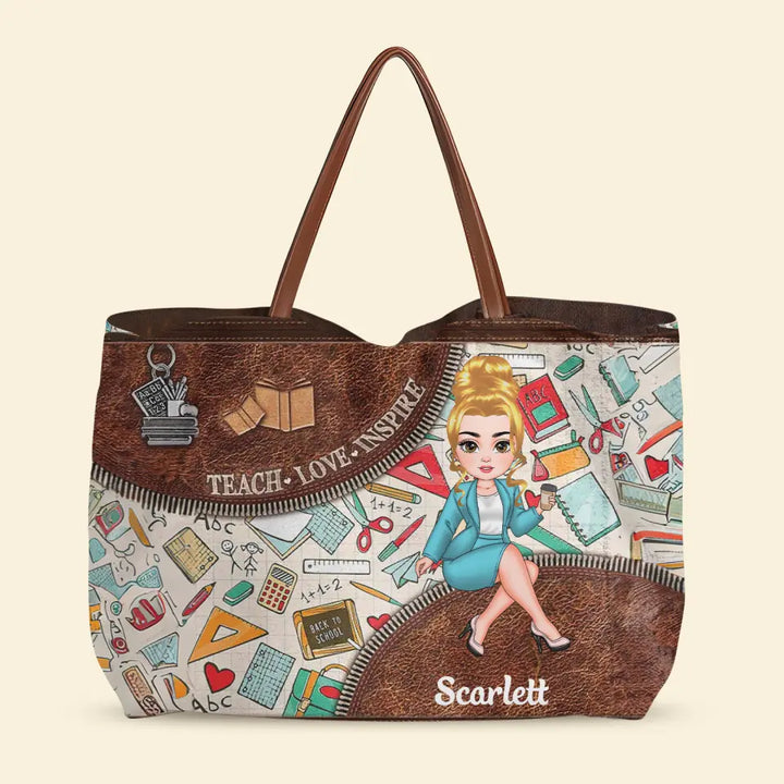 Teach Love Inspire - Personalized Custom Tote Bag - Teacher's Day, Appreciation Gift For Teacher
