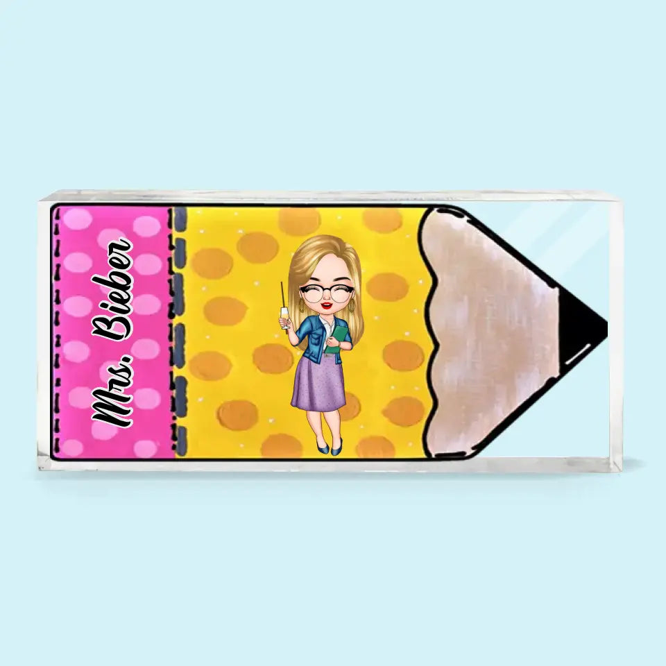 Teacher Pencil - Personalized Custom Desk Plate - Teacher's Day, Appreciation Gift For Teacher