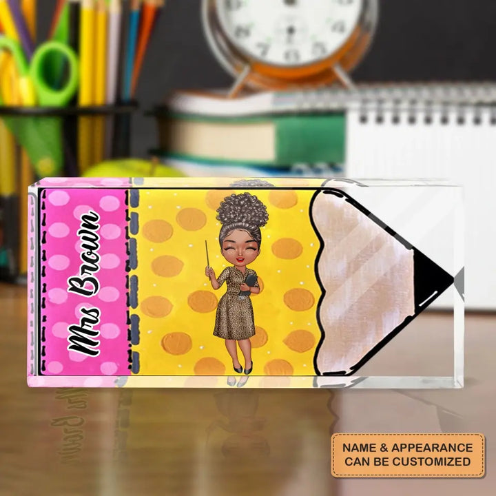 Teacher Pencil - Personalized Custom Desk Plate - Teacher's Day, Appreciation Gift For Teacher