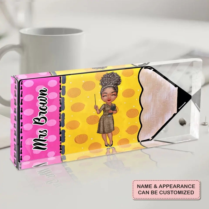 Teacher Pencil - Personalized Custom Desk Plate - Teacher's Day, Appreciation Gift For Teacher