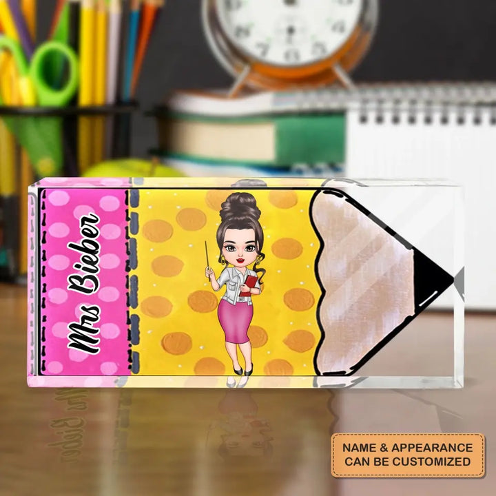Teacher Pencil - Personalized Custom Desk Plate - Teacher's Day, Appreciation Gift For Teacher