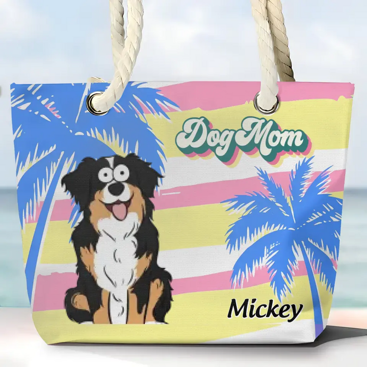 Dog Mom Beach - Personalized Custom Beach Bag - Gift For Dog Lover, Dog Mom