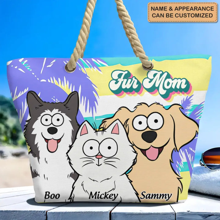 Dog Mom Beach - Personalized Custom Beach Bag - Gift For Dog Lover, Dog Mom