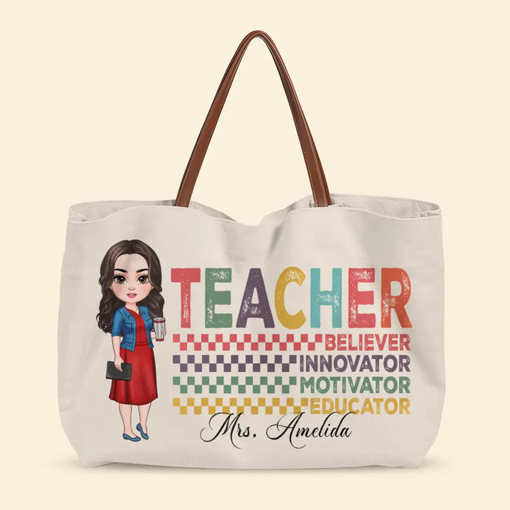 Sophisticated Scholar - Personalized Custom Tote Bag - Teacher's Day, Appreciation Gift For Teacher