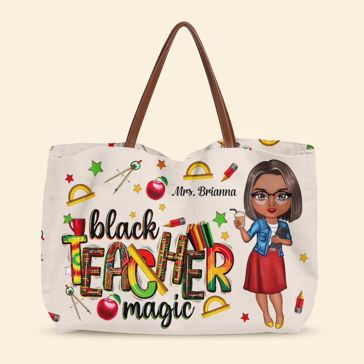 Teacher Black Teacher Magic - Personalized Custom Tote Bag - Teacher's Day, Appreciation Gift For Teacher