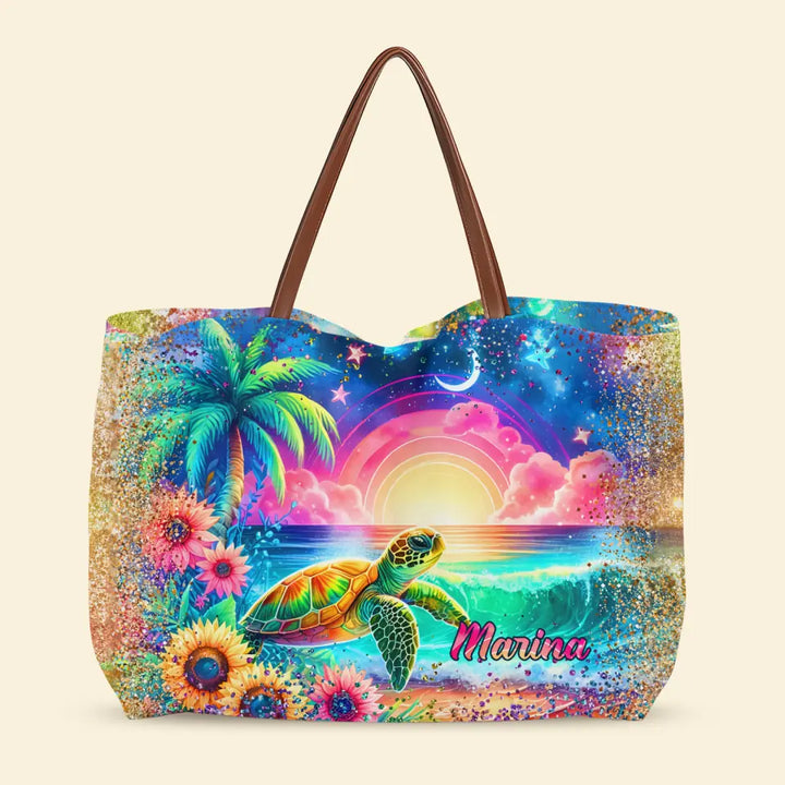 Island Paradise - Personalized Custom Tote Bag - Gift for Turtle Lover NCU0PT051