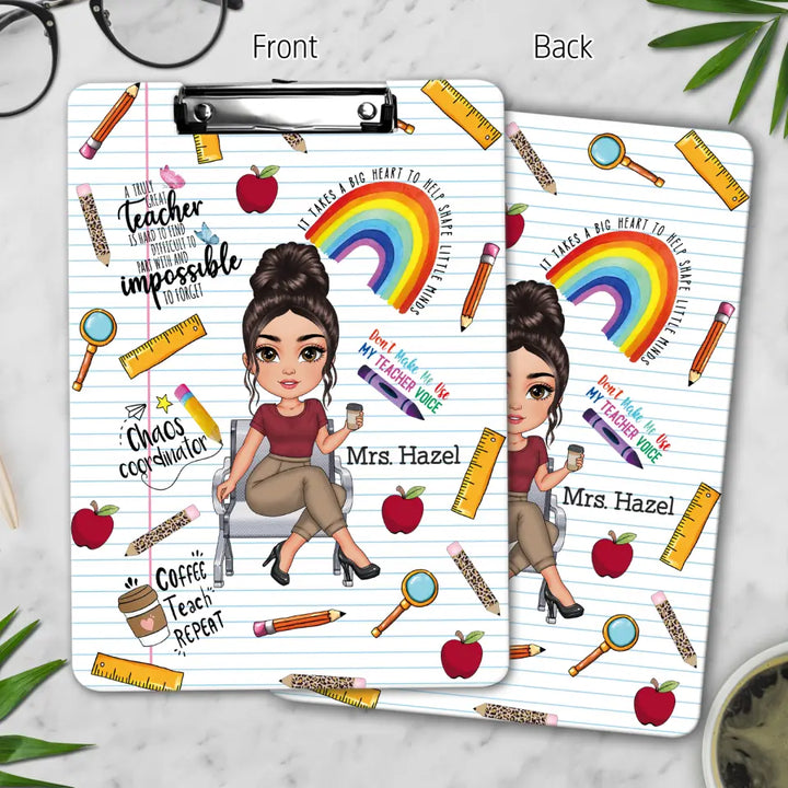 Don't Make Me Use My Teacher Voice - Personalized Custom Clipboard - Teacher's Day, Appreciation Gift For Teacher