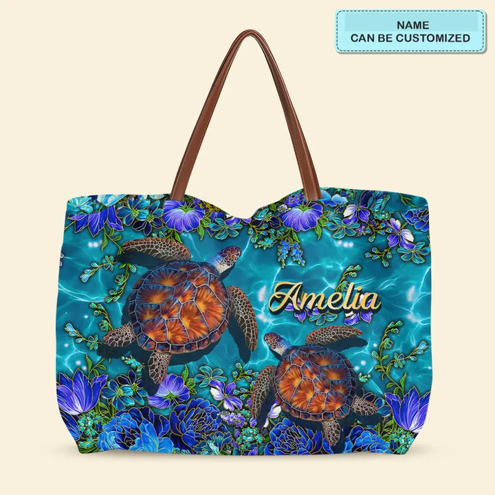 Undersea Golden Sea Turtle - Personalized Custom Tote Bag - Gift For Turtles Lovers - NCU0DV067
