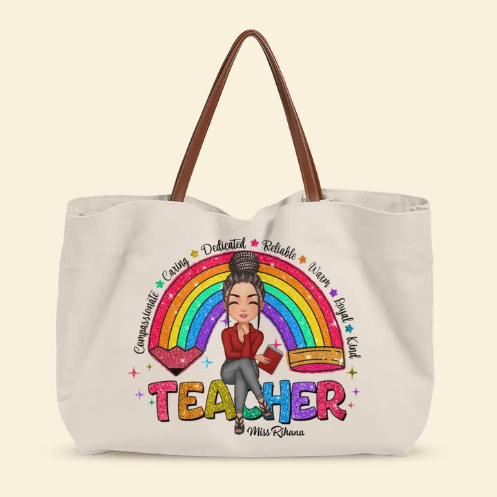 Rainbow Of Kindness - Personalized Custom Tote Bag - Teacher's Day, Appreciation Gift For Teacher