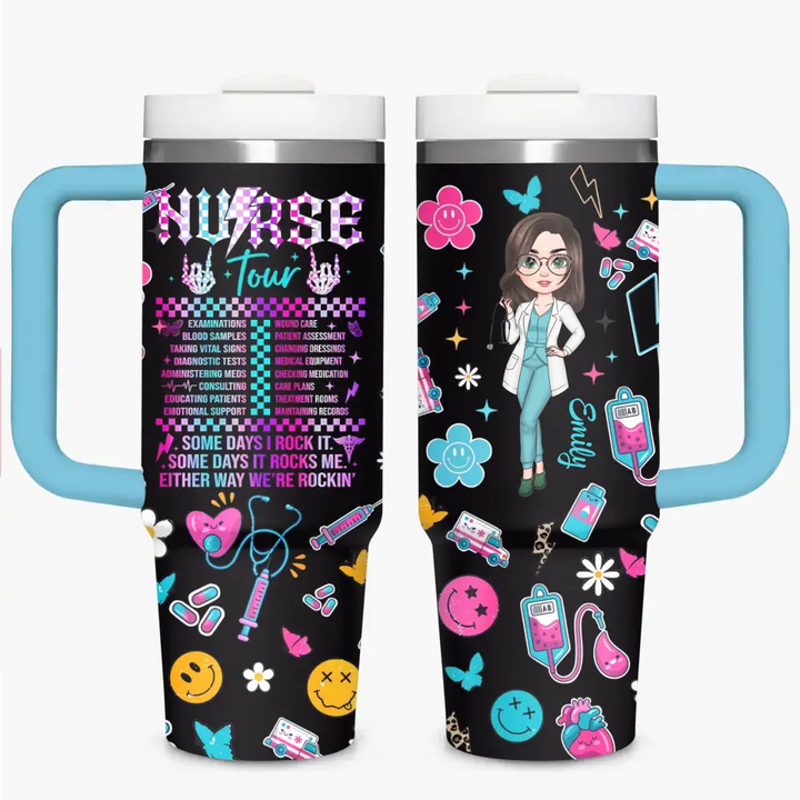 Nurse Tour - Personalized Custom Tumbler With Handle - Nurse's Day, Appreciation Gift For Nurse