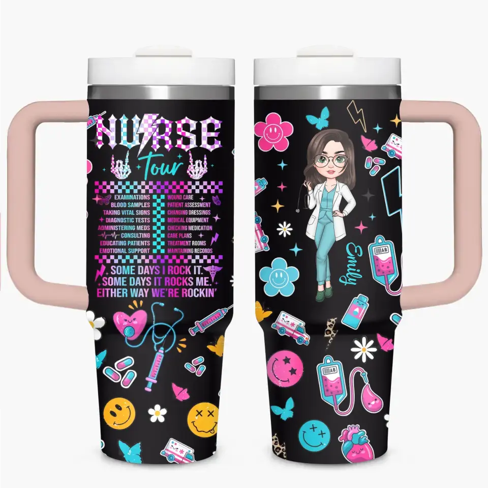 Nurse Tour - Personalized Custom Tumbler With Handle - Nurse's Day, Appreciation Gift For Nurse