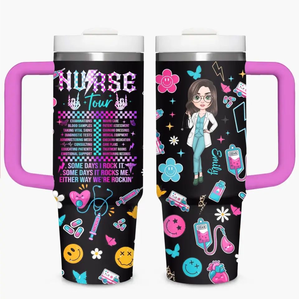 Nurse Tour - Personalized Custom Tumbler With Handle - Nurse's Day, Appreciation Gift For Nurse