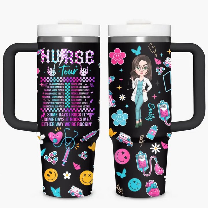 Nurse Tour - Personalized Custom Tumbler With Handle - Nurse's Day, Appreciation Gift For Nurse