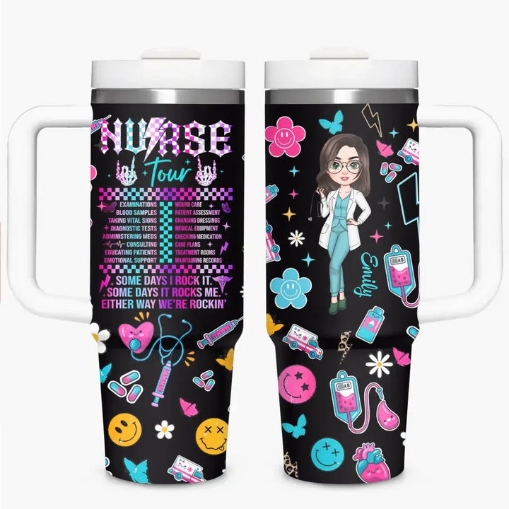 Nurse Tour - Personalized Custom Tumbler With Handle - Nurse's Day, Appreciation Gift For Nurse