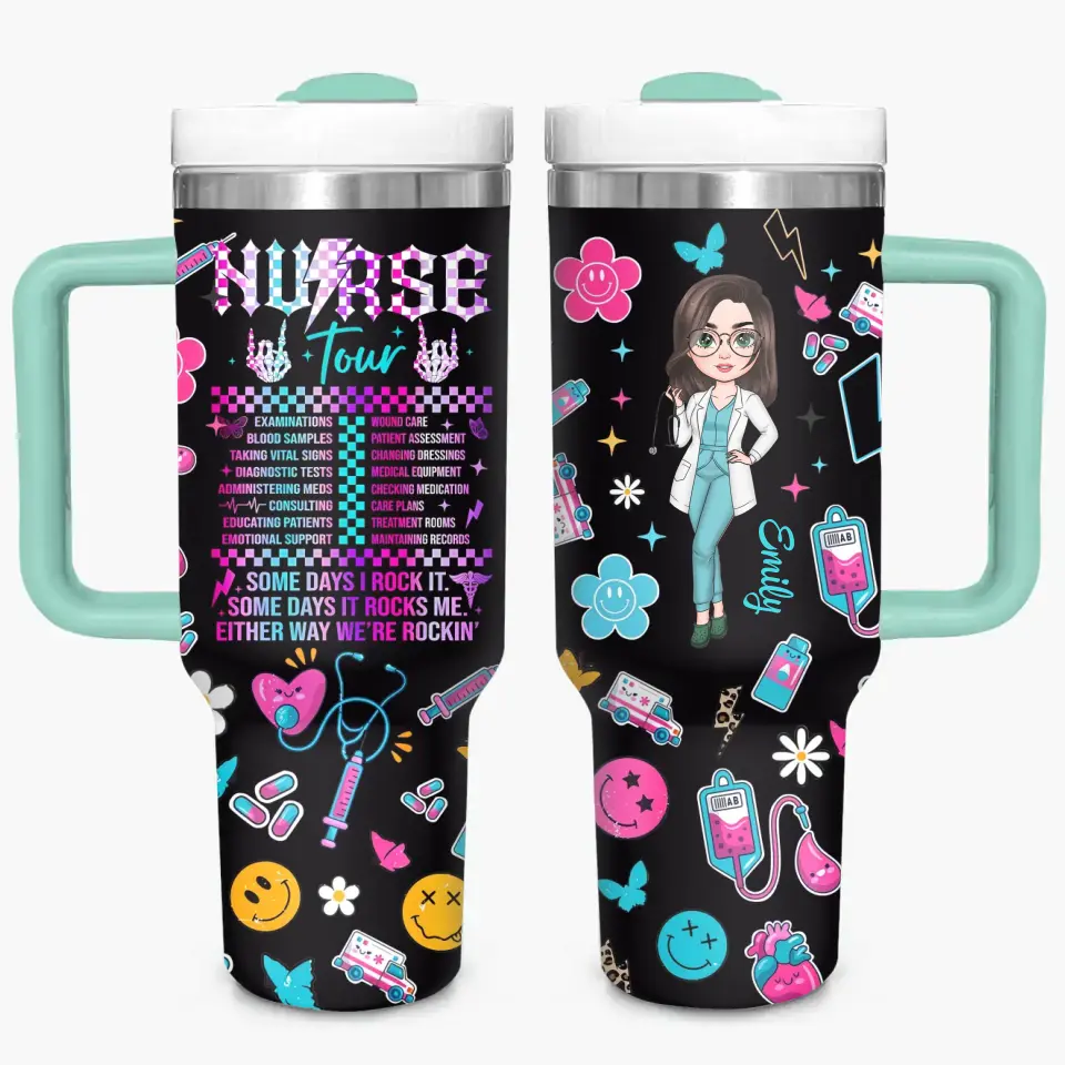 Nurse Tour - Personalized Custom Tumbler With Handle - Nurse's Day, Appreciation Gift For Nurse