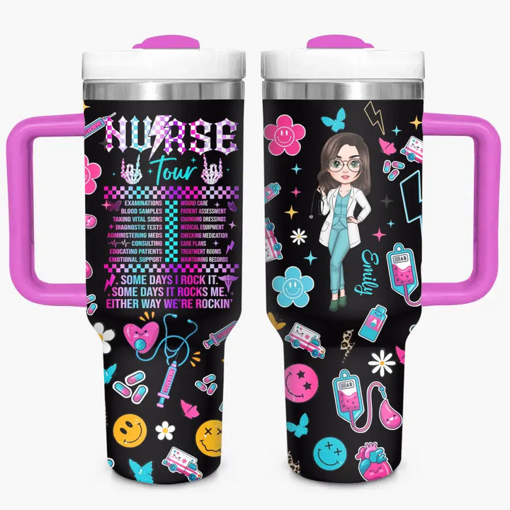 Nurse Tour - Personalized Custom Tumbler With Handle - Nurse's Day, Appreciation Gift For Nurse