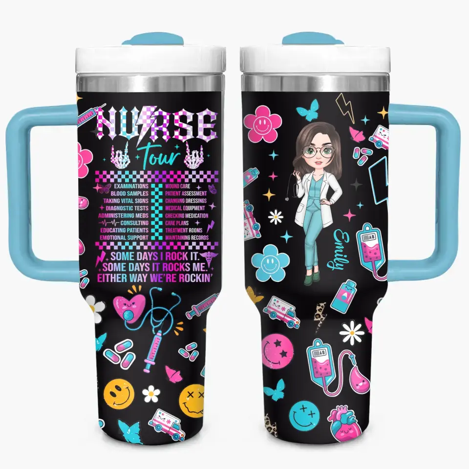 Nurse Tour - Personalized Custom Tumbler With Handle - Nurse's Day, Appreciation Gift For Nurse