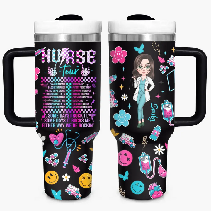 Nurse Tour - Personalized Custom Tumbler With Handle - Nurse's Day, Appreciation Gift For Nurse