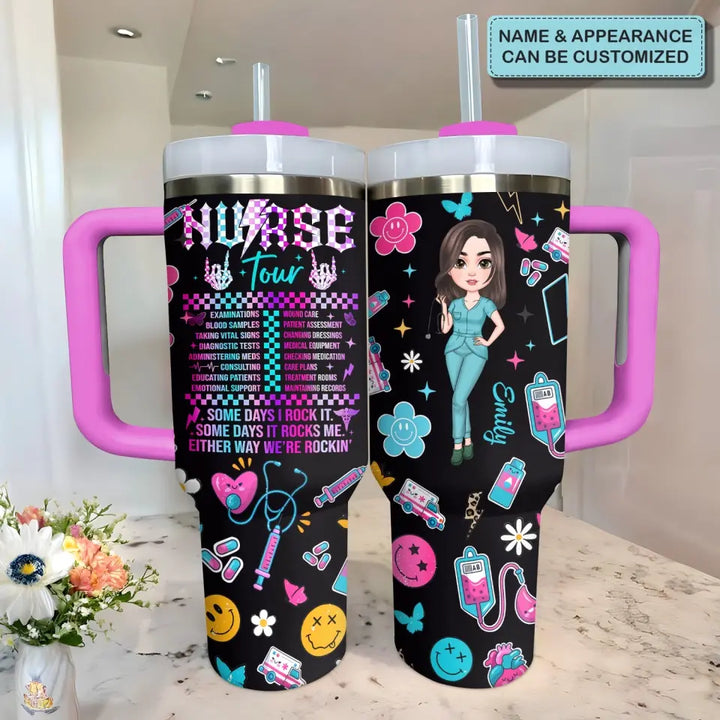 Nurse Tour - Personalized Custom Tumbler With Handle - Nurse's Day, Appreciation Gift For Nurse